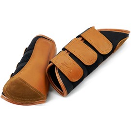 Jeereal Brushing Horse Boots Equine Boots | Protective Gear and Training Equipment | Neoprene,Waterproof Cloth and Genuine Leather Made of (Brown, Pony (Small))