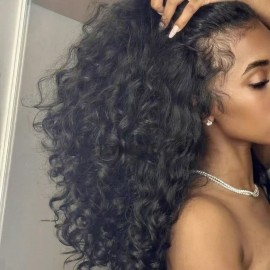 Italian Curly Bundles with Closure 2x6 4x4 5x5 6x6 7x7 9x6 13x4 13x6 hd Lace Frontal Closure Raw Burmese Curly Hair Human Hairstyle: 2x6 hd closure same texture to match your bundles, color: natual color, Stretched Length: 14 Inches