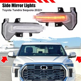 dreamrefit Clear Sequential Mirror Turn Signal Lamp For Toyota Tundra 2022-25 Sequoia 23-25