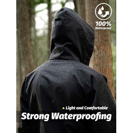 Trudave Rain Suit, Waterproof Rain Suits for Men, 2 Pieces Breathable & Windproof Rainwear, Black,Size L