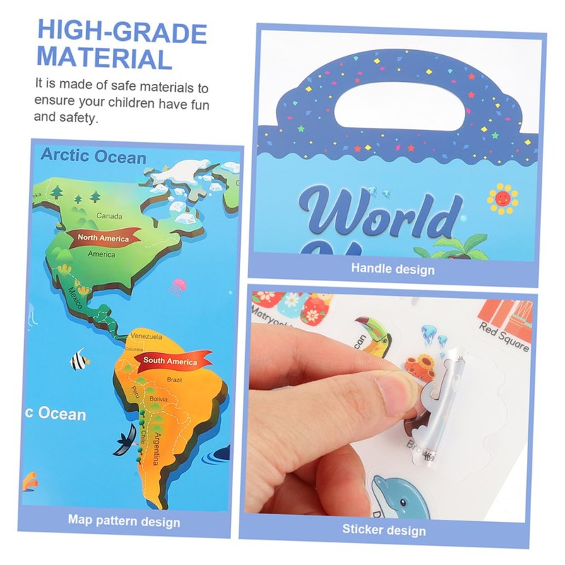 Kisangel Sticker Books Reusable Map Sticker Playthings for Fun Educational