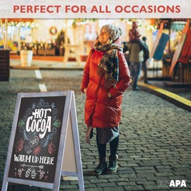 Wooden A-Frame Sign with Eraser & Chalk - 40 x 20 Inches Magnetic Sidewalk Chalkboard – Sturdy Freestanding Grey Sandwich Board Menu Display for Restaurant, Business or Wedding