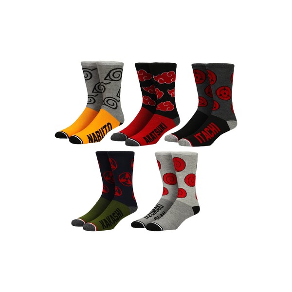 Naruto Characters Logo Men's Crew Socks 5 Pack