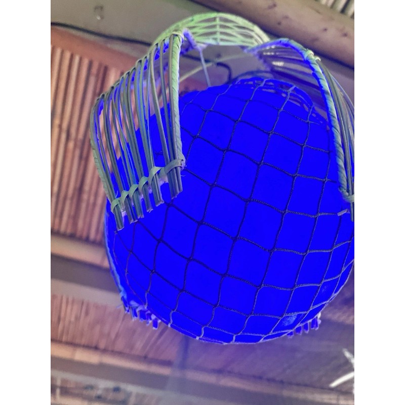 NEW Rattan Float Lamp W/ Netting W/blue Led Bulb Smokin