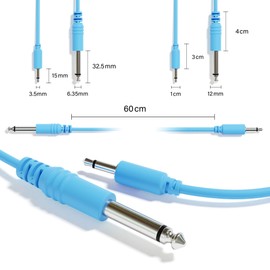 ExcelValley - Mono Patch Cables - TS 3.5mm 1/8" to 6.35mm 1/4" [6A-Pack | 200 cm - 78.74"]