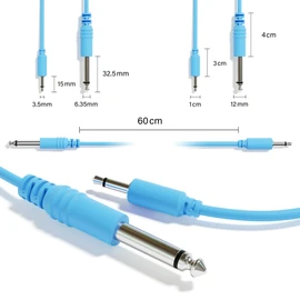 ExcelValley - Mono Patch Cables - TS 3.5mm 1/8" to 6.35mm 1/4" [6A-Pack | 200 cm - 78.74"]