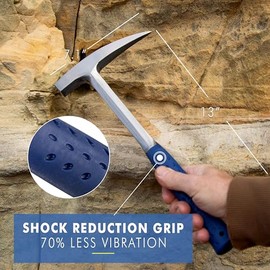 ESTWING Rock Pick - 22 oz USA Made Geology Hammer with Pointed Tip & Shock Reduction Grip - E3-22P