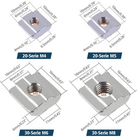 Set of 30 T-Slot Nuts Slot 8 - Type B, M6 T-Slot Carbon Steel T Slot Nut Set for Aluminium Profile Extrusion Slot 30 Series