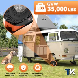 Camper Leveler System, 4.3" Lift, 30,000 lbs, 2-Pack RV Leveling Blocks with Curved Design & Wheel Chocks, Perfect for Campers, Fifth Wheels, and Dual Axle Trailers