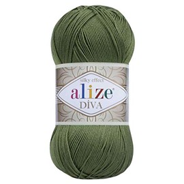 Alize Diva Silk Effect 100% Microfiber Acrylic Yarn 1 Ball skeins 100gr 383yds Color (79 - Basil)