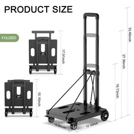 SPACEKEEPER Foldable Hand Truck Dolly, 265 LB Folding Luggage Cart with Wheels, Portable Flatbed Cart Collapsible hand truck for Luggage, Travel, Moving, Shopping, Office Use, Blue