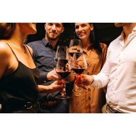 Red Wine Glasses – Set of 4 Hand Blown Large Wine Glasses – Long Stem Wine Glasses, Premium Crystal – Wine Tasting, Wedding, Anniversary, Christmas – 22oz, Clear