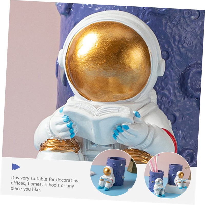 Operitacx Astronaut Pencil Holder Resin Craft Space Theme Desk Organizer