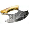 Wild Turkey Handmade Damascus Chef Kitchen Ulu Knife Real Damascus
