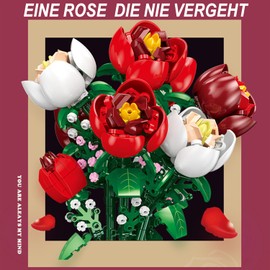 Caossuixin Rose Building Kit, 761 Pieces Rose Building Blocks with Vase, DIY Flower Building Block Set, Roses Bouquet Building Kit for Valentine's Day, Birthday, Anniversary, Romantic Gifts (with