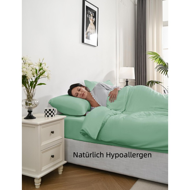 bienDo Fitted Sheet 160 x 200 cm, Bamboo Vegan Silk,