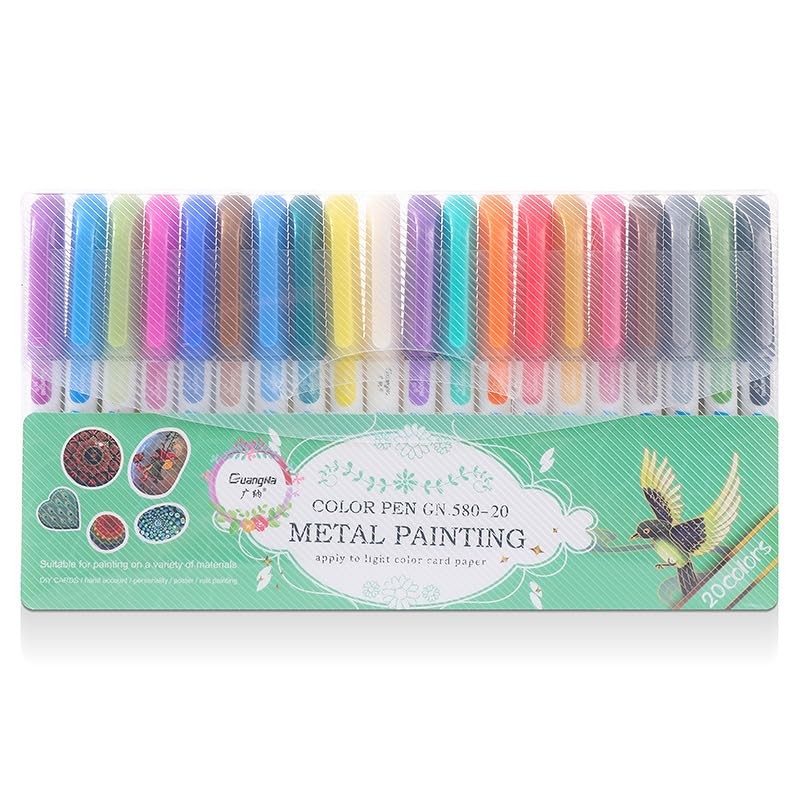 Guangna 12-pack Metal marker pen, 2mm medium nib, water-based ink,