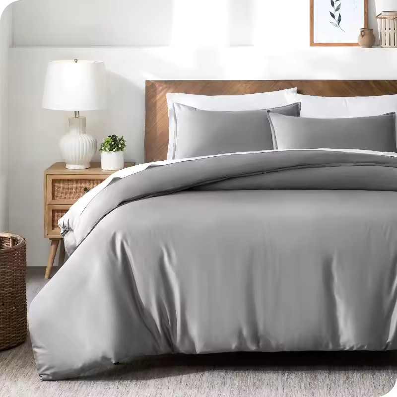 White Bamboo Lyocell Duvet Cover Set, 3-Piece Queen 78.74 x