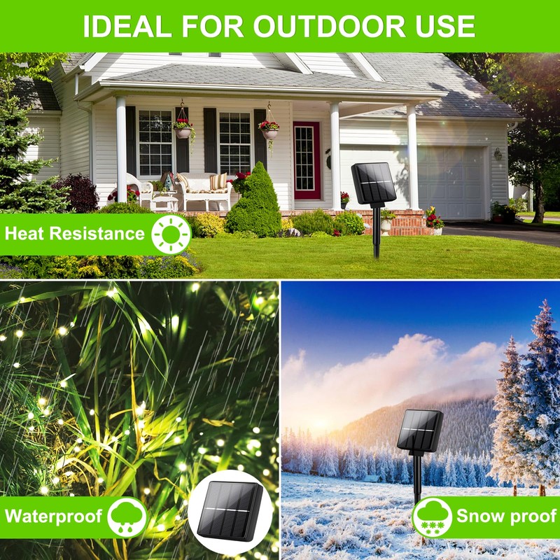 Brightever Solar Fairy Lights for Outside Waterproof, 4-Pack Total 160FT