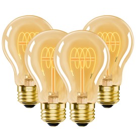 BLINGCOLOR BLINGCOLOR A19 Vintage LED Edison Light Bulbs 40 Watt, 4-Pack Dimmable A19 4W 2200K Amber Warm Light Bulbs, E26 Base, 4W Equal 40 Watt Incandescent Bulbs, Decorative Antique Spiral A19 Bulb, 300LM