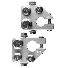 TIKSCIENCE Battery Terminal Connectors Applicable to SAE/DIN/EN for Marine Car Boat RV Vehicles, Multi Power Block, 5 Way Battery Terminal Clamps Aluminum, 2PCS