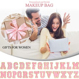 Makeup Bag, 2 Pcs Cotton Quilted Cosmetic Bag, Large Capacity Travel Toiletry Bag, Cute Blue Make Up Organizer Bag, Great Gift for Women