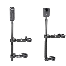 Motorcycle Mount kit for Insta360 One X5 X4 X3 X2 RS DJI OSMO 360 GoPro MAX- Double Clamps Handlebar Holder with 155cm Selfie Stick for Motorcycle and Bicycle Riding Records