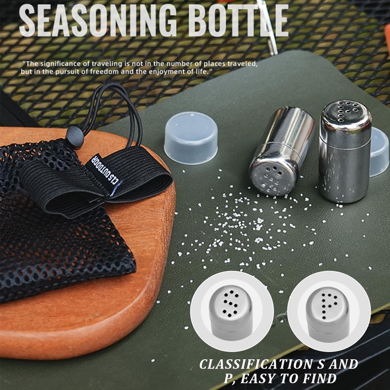 Portable Travel Salt and Pepper Sets, Stainless Steel Condiment Set