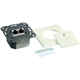 LogiLink Professional NP0023 RJ45 Cat.6 Flush-Mounted Junction Box 2x RJ45 Stp (Fully Shielded) with 40° Outlet White