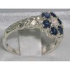 Victorian Ladies Solid Sterling Silver Natural Fiery Opal & Sapphire