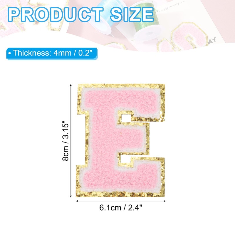 PATIKIL Iron on Letter Patches, Chenille Glitters Letter Patch with