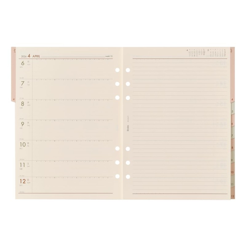 Efficiency Bindex System Notebook Refill 6-Hole 2026 A5 Weekly Left