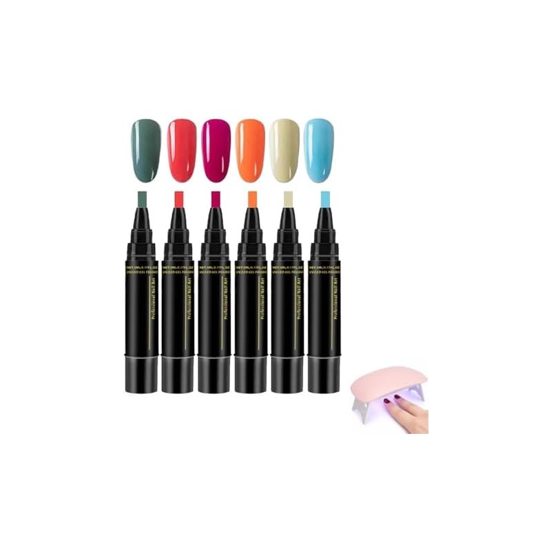 6 Piezas Pen Esmalte de Esmalte de Uñas, Rotuladores de