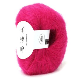 Soft Mohair Angola Knit Wool Yarn, Anti Pilling, Various Color, for Scarves, Sweaters, Hats, Shoes, Cushions, for Crafting (14 Rose red)