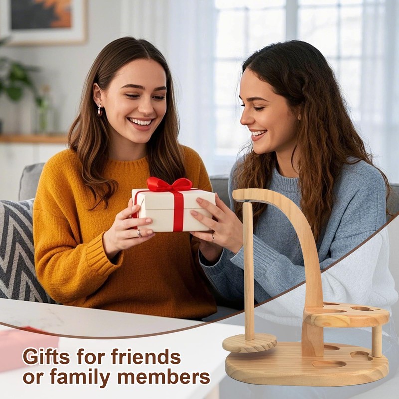 HahaGo Yarn Holder Magnetic, Wooden Spindle with Double Spindles, Spinning