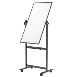 VIZ-PRO Double-Sided Magnetic Mobile Whiteboard, 48 x 24 Inches, Black Aluminium Frame and Stand