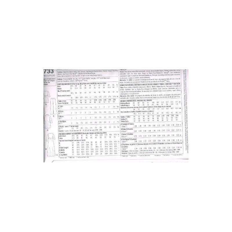 Simplicity Pattern 1733.Bb 20W - 28W Misses' and Plus Size