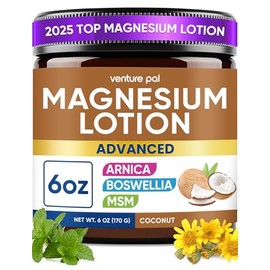 Venture Pal Loción de magnesio con árnica, MSM y Boswellia - Crema refrescante de magnesio - Loción hidratante ligera para piernas y pies - Seguro par