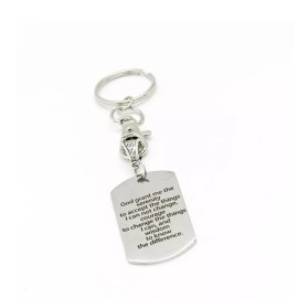 JKCE Designs Serenity Prayer Charm Keychain, Serenity Prayer Gift, Serenity Prayer Charm