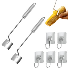 2 Pcs Corn Peeler For Corn On The Cob,Corn Stripping Tool,New Long Handle Stainless Steel Corn Cob Stripper Tool Easy To Clean,Corn On The Cob Stripper Tool For Kitchen And Outdoor Dining