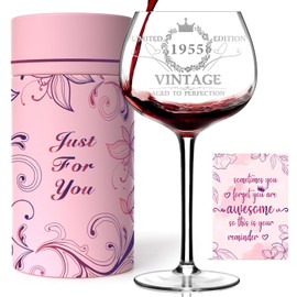 70TH Birthday Gifts for Women, Vintage 1955 Engraved 70th Wine Glass, 70 Year Old Birthday Decorations For Her, Funny 70 Bday Gifts Idea For Women, Friends, Daughter, Sister - Turning 70 Present