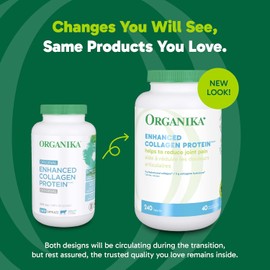 Organika Enhanced Collagen Protein Capsules - For Healthy Hair, Skin, Nails, Joints - Hydrolyzed For Better Absorption – Grass-Fed, Non-GMO - 240 Capsules