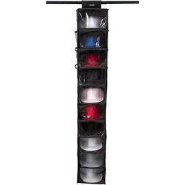Hat Organizer for Baseball Caps, Hat Rack with Dust Shield and Side Pockets, 10 Shelf Hanging Closet Hat Shelf for Shoe & Cap Storage, Dust Proof Hat Holder & Cap Organizer