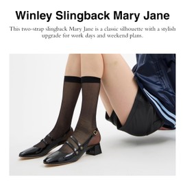 Coach Women's Winley Slingback Mary Jane Flat, Charcoal/Black, 10