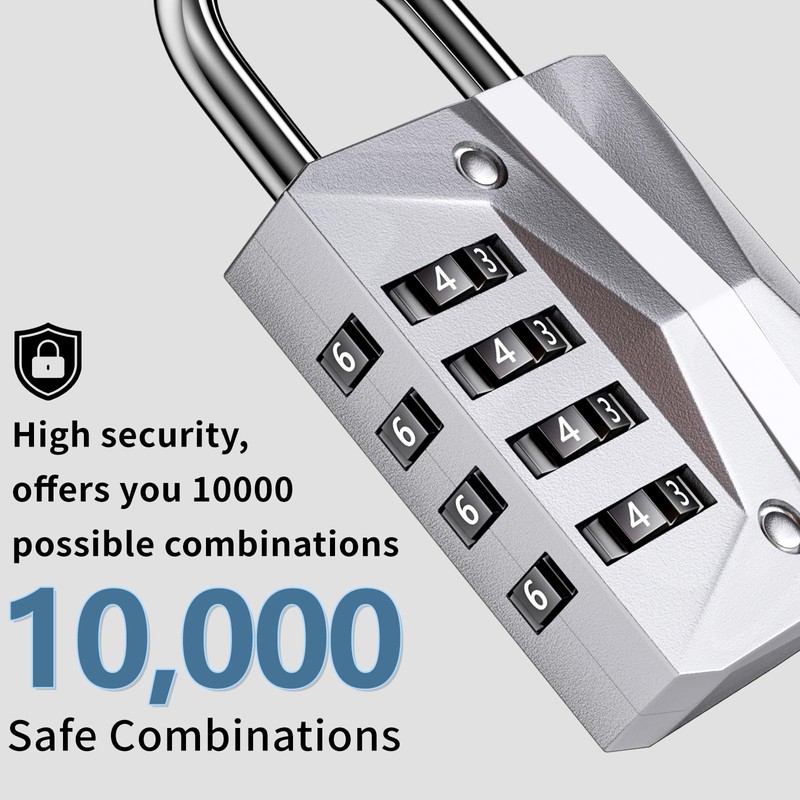Heavy Duty, Combination Lock 4 Digit, Resettable, Waterproof Metal, School/Gym