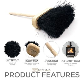 Wooden Fireside Companion Cleaning Brush 36 Centimeter Fireplace Hearth Brush With Handle and Soft, Tightly Packed Bristles Compact Fire Place Brush for Home