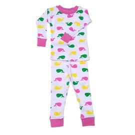 New Jammies Baby Girls' Organic Cotton Pajama Set Pink Whales, Pink, 12 Months