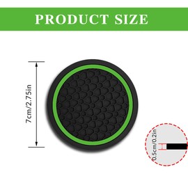 4PCS Car Cup Holder Coasters, Dustproof Automotive Interior Accessories Mat,2.75 Inch Non-Slip Insert Water Bottle Holder Pads, Universal for Vehicles, Trucks, RVs and More (Green)