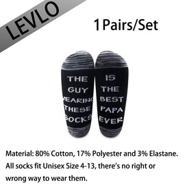 LEVLO Papa Gift The Guy Wearing These Socks Is The Best Papa Ever Socks Father's Day Dad Men Birthday Gift (1 pair-mid calf-1)
