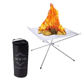 eBoutik - Portable Steel Mesh Camp Fire Pit for Wood Burning - Collapsing Folding Legs & Carry Bag Firepit for Xmas, Beach, Camping, Winter Bonfires or Home Gardens